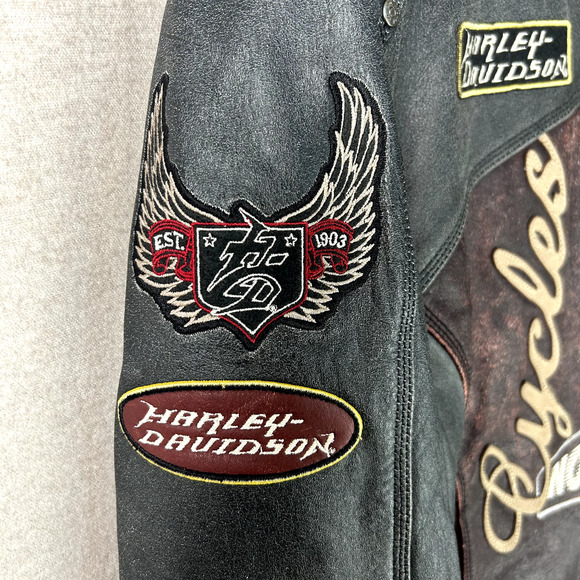 Harley Davidson Womens Leather Bomber Jacket Size Large Limited Edition No Cages - Picture 2 of 16